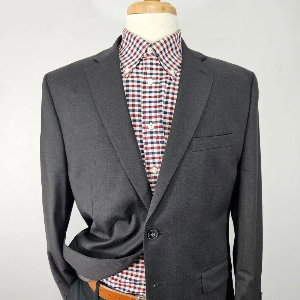 Calvin Klein‎ Men's Sport Coat Blazer Two Button Charcoal Black Wool Size 40S